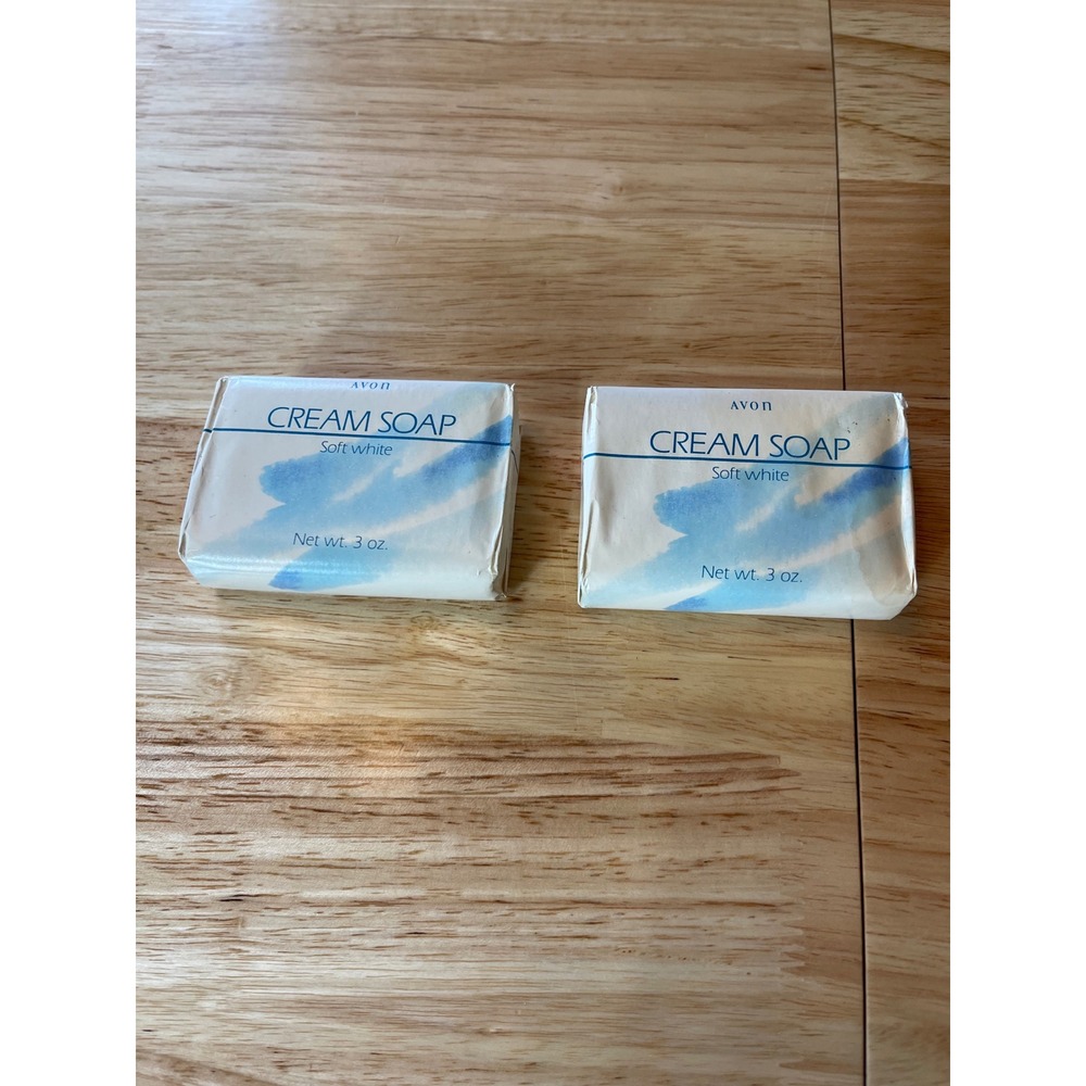 Vintage 1992 Avon Cream Soap‎ Soft White 3oz Bars Set of 2 New Old Stock